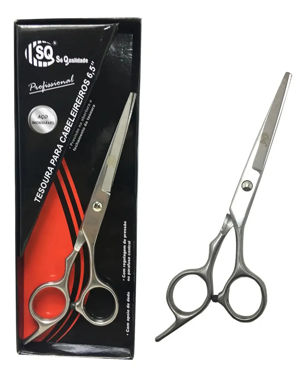 Tesoura Cortar Cabelo Barba Cabeleireiro Descanso Ergonômica Dedo Inox 17,5 cm ASPE SHOP