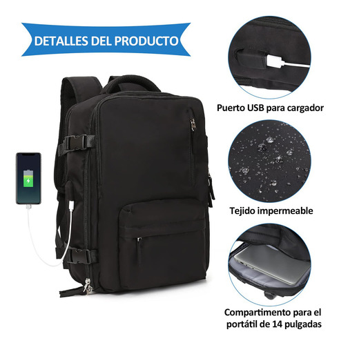 Mochila Viaje Genérica Large Travel Backpack Diseño Lisa 40l