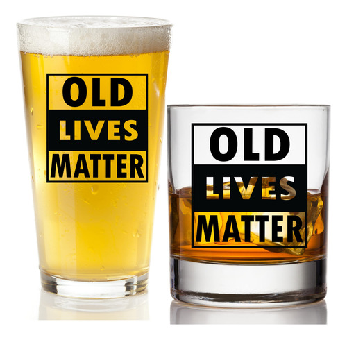 Old Lives Matter - Vaso De Cerveza + Vaso De Whisky Escoces,