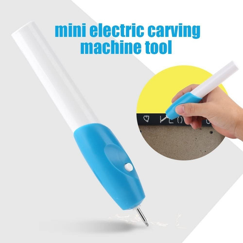 Lapiz Grabador Electrico De Metales Vidrio Placas Portatil Tinta Cian Exterior Blanco/Celeste