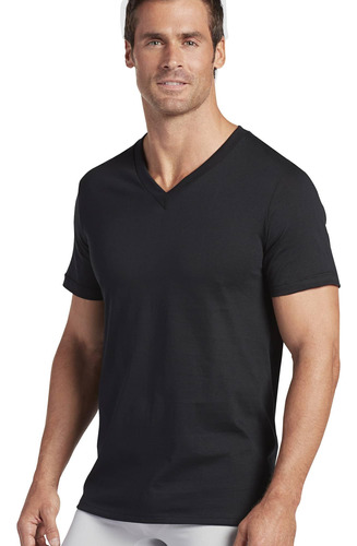 Camiseta Jockey Classic Con Cuello En V Para Hombre, Negra,