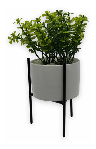 Planta Artificial Pequeña Con Macetero De Cerámica Blanca (Usado)