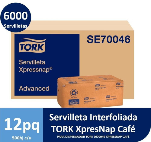 Tork Xpressnap® Café Blanca Advanced 12 Paq / 500 Pzs