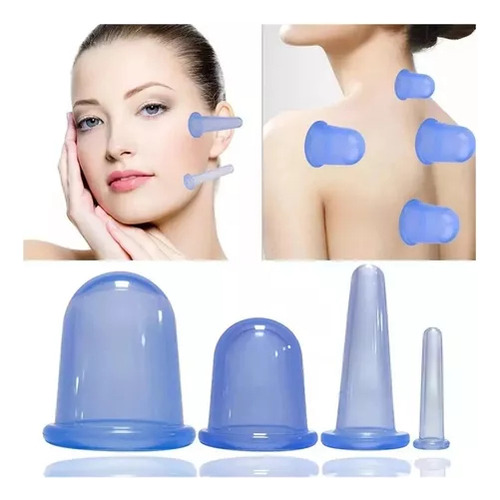 Copo De Vácuo De Massagem Facial De Silicone De 4 Tamanhos.