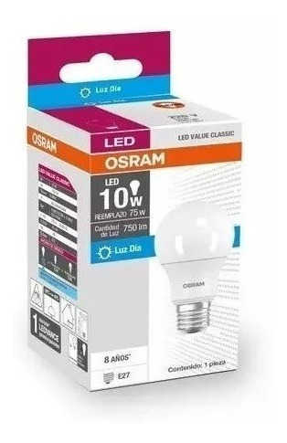 Lampara Led 9 W Luz Fria Osram X 10 Unds