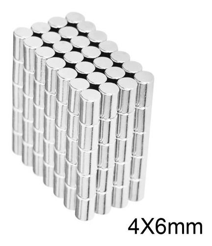 Imagen 2 de 8 de 50 Imanes De Neodimio 4x6 Mm Niquelados Potentes