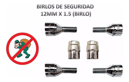 Birlos De Seguridad Cromados Cuerda-birlo 12mm X 1.5