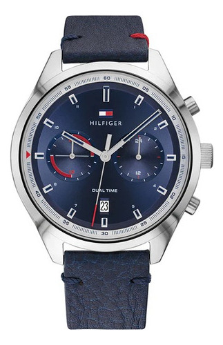 Reloj Tommy Hilfiger Th 1791728 Carcasa Acero 50m Wr Cuero Color de la malla Azul Color del bisel Plata Color del fondo Azul
