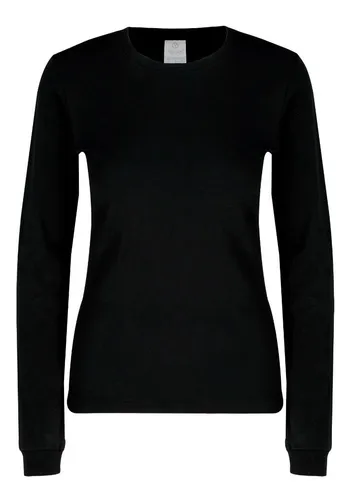 Playera negra lisa manga larga hot sale
