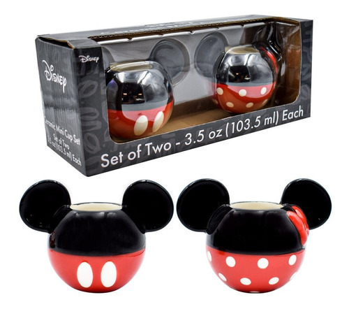 Set 2 Tazas Mickey Y Minnie Mouse 3d Ceramica Tarro