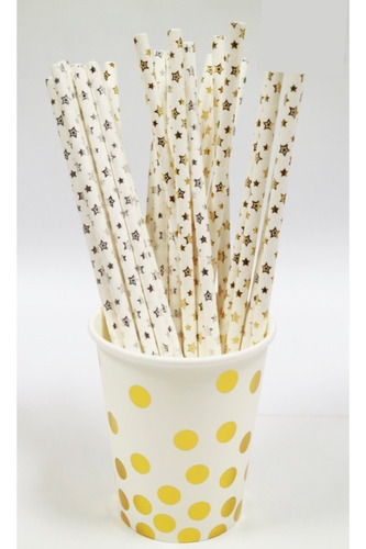 Sorbetes X 24 Polipapel Decorados Fiesta Navidad Año Color Estrellas Doradas Y Plateadas
