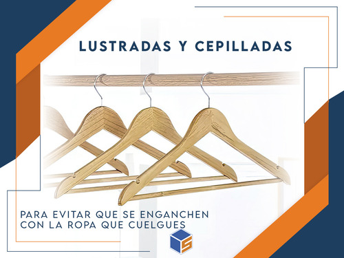 Pack De 120 Perchas Alta Calidad De Madera Lustrada Barniza