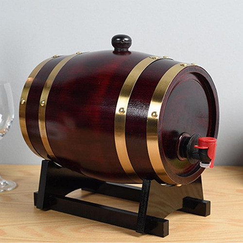 Barril De Roble Añejado Con Soporte De Madera Para 1 Litro