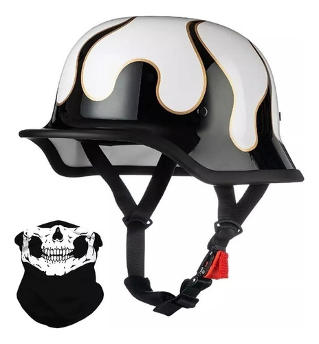 Casco Motocicleta Estilo Alemán Medio Casco Calavera Retro-g