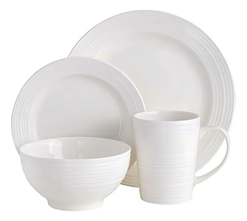 Gibson Home 16 Piezas Juego De Vajilla Amelia Court Blanco