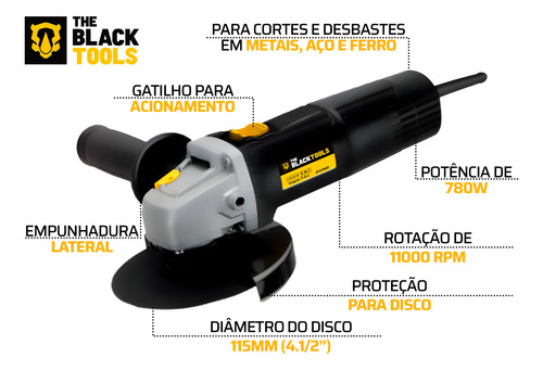 Esmerilhadeira Profissional Angular 750w 110v Com 3 Discos