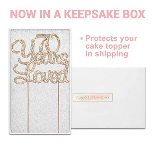 Topper De Pastel 70 Años - Rose Gold - Decoración Brillante