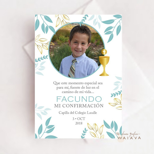 Imagen 8 de 9 de Estampas Primera Comunión Tarjetas Nenes Con Foto X 4u