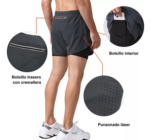 A Pantalones Cortos Deportivos 2 En 1 Para Correr Para
