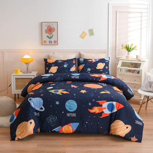 Ntbed Galaxy Space Comforter Set Para Niños, Niñas, Niños, R