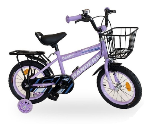 Imagen 1 de 9 de Bicicleta Infantil Niña Rodado 14 Randers Violeta Mundo Gym