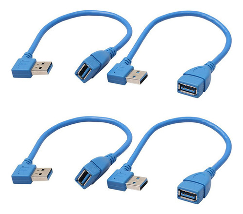 4 Cables De Extensión Cortos Superspeed Usb 3.0 Macho A Hemb