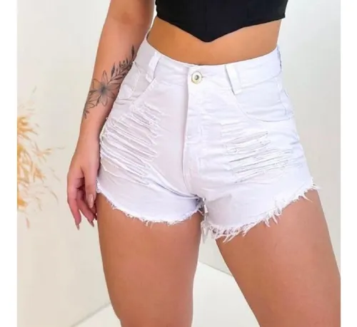 Shorts branco hot sale feminino rasgado