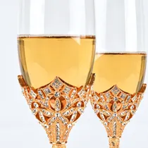 Comprar Juego De 2 Copas De Champán De Oro Rosa, Copas De Champán De