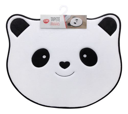 Tapete De Pelúcia Infantil Para Porta 64cm Urso Panda Cor Branco