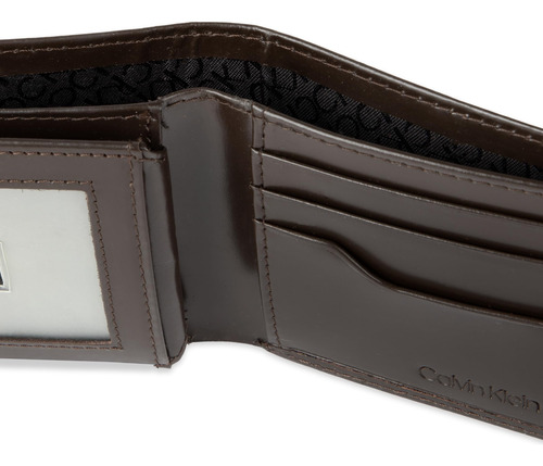 Set De Tarjeteros Minimalistas Calvin Klein De Piel Marrón