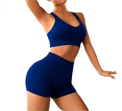 Conjunto Lycra Corta Azul