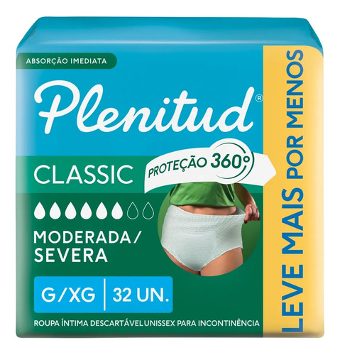 10x Roupa Íntima Plenitud Classic Para Incontinência G/xg-32