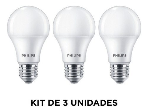 Pack De 3 Lámparas Led Ecohome Bulbo E27 10w/cálida Philips