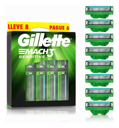 Repuesto Gillette Mach3 Sensitive 8 Unidades