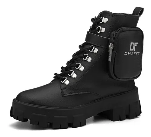 Bota Feminina Coturno Sola Tratorado Com Z per E Bolsinha