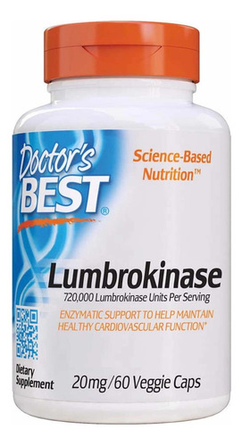 Lumbrokinasa 20mg (60 Cápsulas Veganas) Doctors Best Sabor Sin Sabor