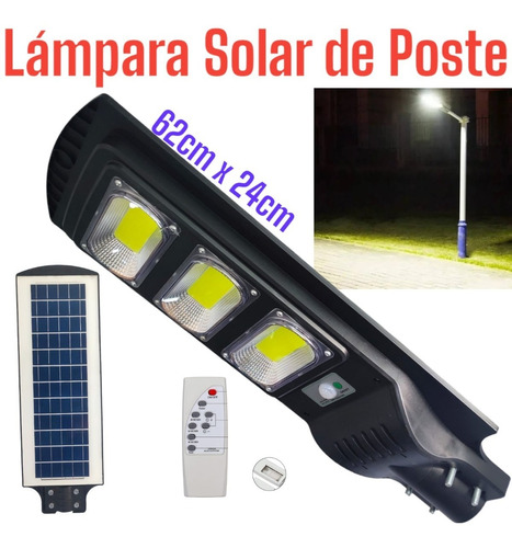 Lámpara Solar Poste Recargable 200w Panel Solar 17w 62x24cm
