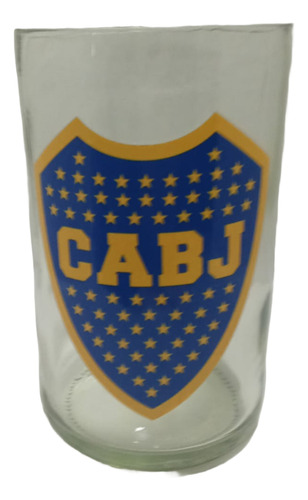 Vaso Artesanal De Boca Juniors Hecho De Botellas Recicladas Transparente