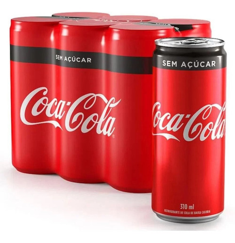 6 Und Refrigerante Coca Cola Zero Açúcar Lata 310ml