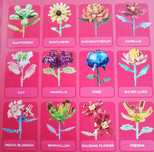 Bloques Para Armar 12 Flores Diferentes En 1. Set Bouquet