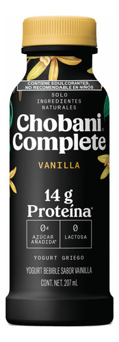 Yogurt Griego Bebible Chobani Complete sabor Vainilla 207ml