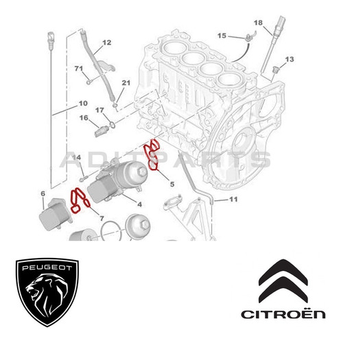 Junta Oring Enfriador Aceite Citroen C1 C2 C3 C4 1.4 1.6 Hdi