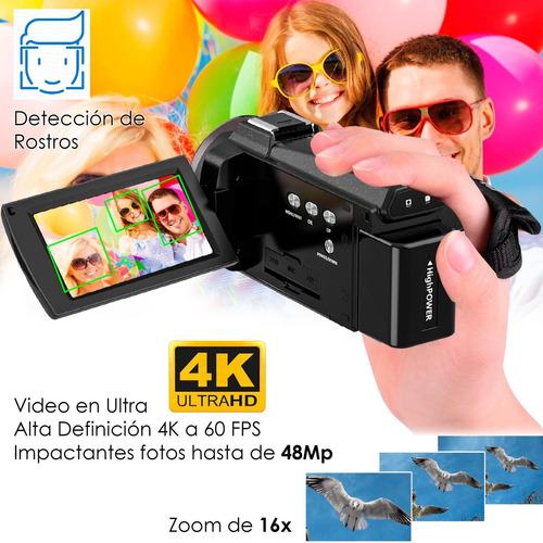 Imagen 2 de 6 de Videocamara 4k Vak 03 Zapata 30mp Pantalla Ips 3' Hdmi 128gb