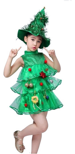 Vestido Con Sombrero De Árbol Verde For Niñas Y Niños