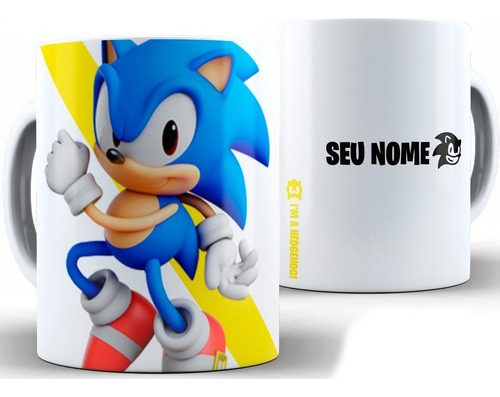 Caneca Sonic Porcelana + Caixa Presente