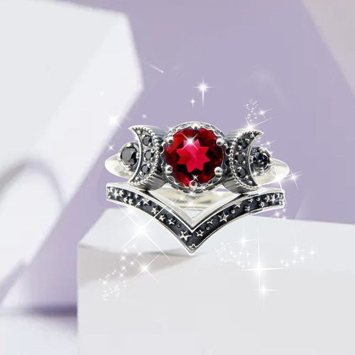 Anillo De Moda, Ligero, Con Forma De Triple Luna, Con Oro