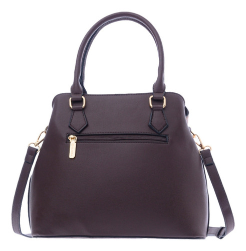 Bolsa Satchel Olimba Mujer De Moda Grande Amplia 88524 Marrón Lisa Oro