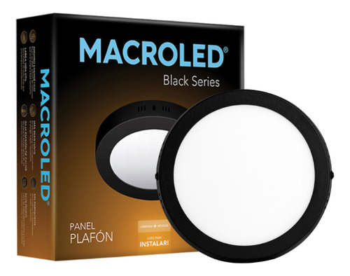 Panel Plafón Led Circular Negro 18w Macroled - Ww