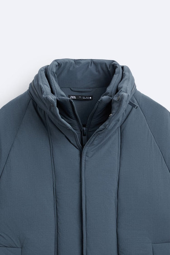 Campera De Hombre Abrigada Acolchada Tecn Zara Original Azul