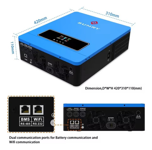 Inversor Híbrido 6.2kw Sem E Com Bateria Off+ongrid 48v/220v